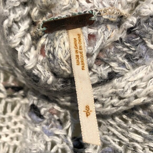 Free People Small Anthropologie Cardigan Sweater Knit Runaway Love Gray Top - Picture 13 of 13